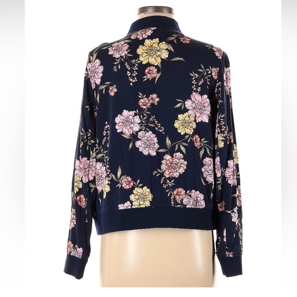 Torrid Navy Floral Peony Paradise Twill Print Bomber Jacket Size M Medium 00